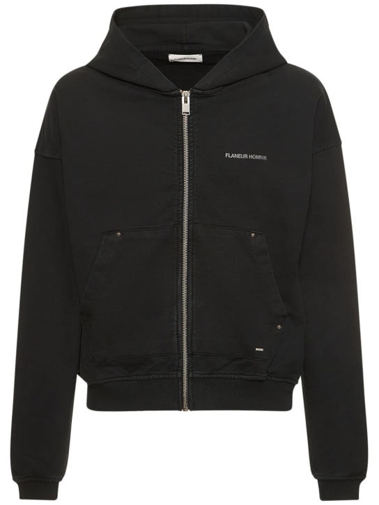 Zip-up cotton hoodie w/ logo & rivets - FLÂNEUR - Men | Luisaviaroma