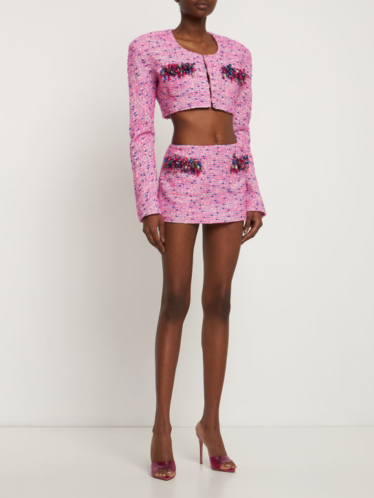 Area: Minifalda de lana bouclé con decoraciones - Fucsia/Multi - women_1 | Luisa Via Roma