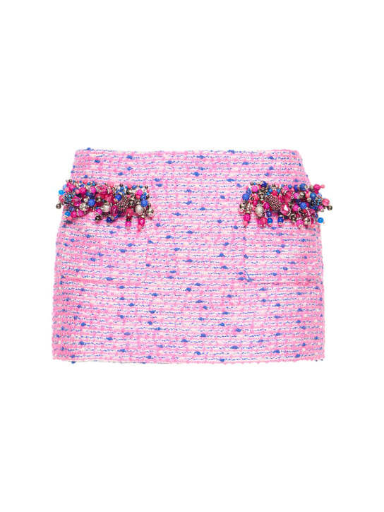 Area: Minifalda de lana bouclé con decoraciones - Fucsia/Multi - women_0 | Luisa Via Roma