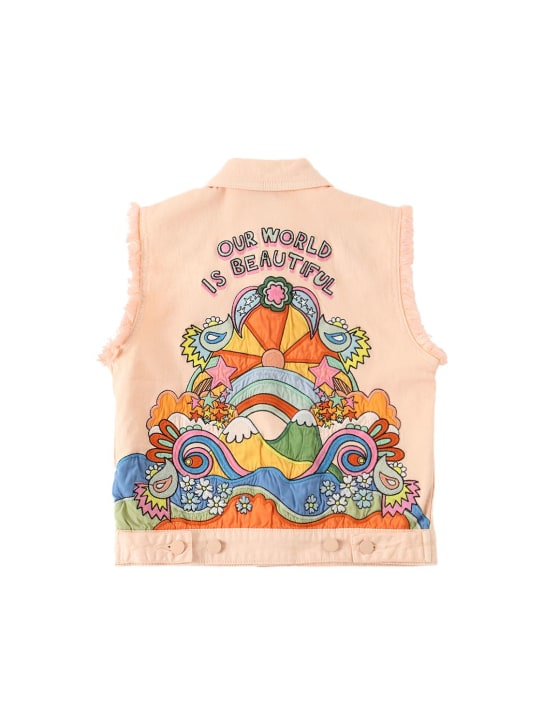 Embroidered organic denim vest Stella Mccartney Kids Girls