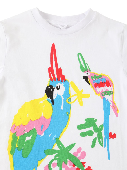 Stella McCartney Kids: T-SHIRT AUS BAUMWOLLJERSEY MIT PAPAGEI-DRUCK - Weiß - kids-girls_1 | Luisa Via Roma