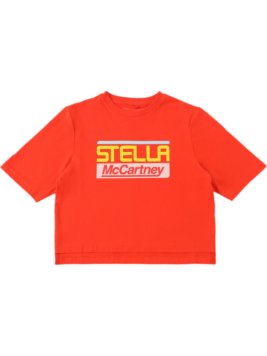 Stella McCartney Kids: Camiseta corta de jersey orgánico estampado - Naranja - kids-girls_0 | Luisa Via Roma