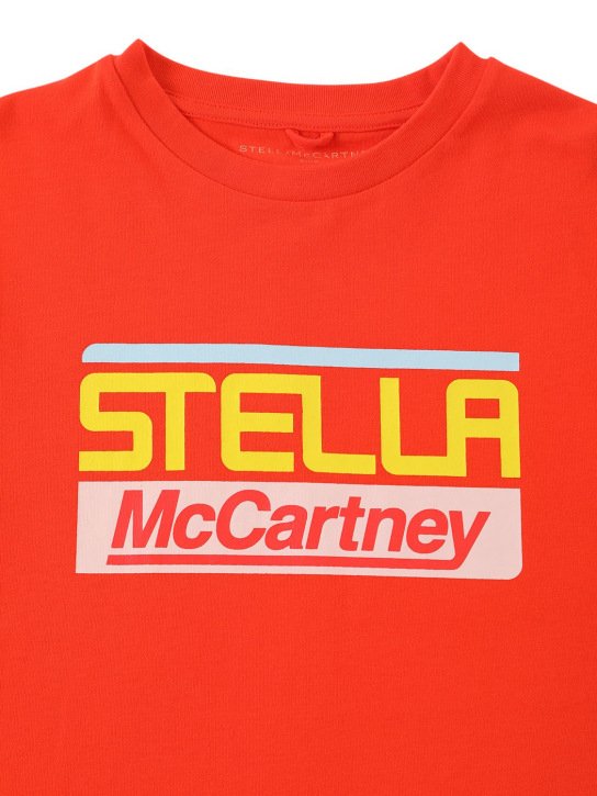 Stella McCartney Kids: Camiseta corta de jersey orgánico estampado - Naranja - kids-girls_1 | Luisa Via Roma