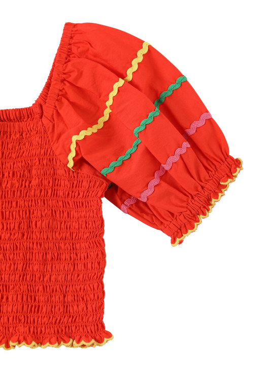 Stella McCartney Kids: Oberteil aus elastischem Bio-Baumwollvoile - Orange - kids-girls_1 | Luisa Via Roma
