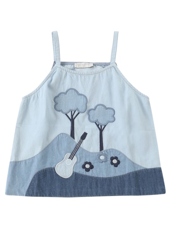 Stella McCartney Kids: OBERTEIL AUS BIO-CHAMBRAY - Blau - kids-girls_0 | Luisa Via Roma