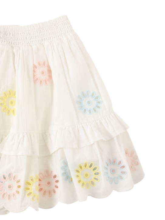 Stella McCartney Kids: ROCK AUS BIO-BAUMWOLLVOILE MIT STICKEREI - Weiß - kids-girls_1 | Luisa Via Roma