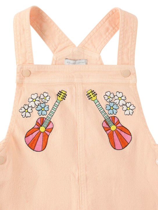 Stella McCartney Kids: Salopette in denim organico con ricami - Arancione Chiaro - kids-girls_1 | Luisa Via Roma