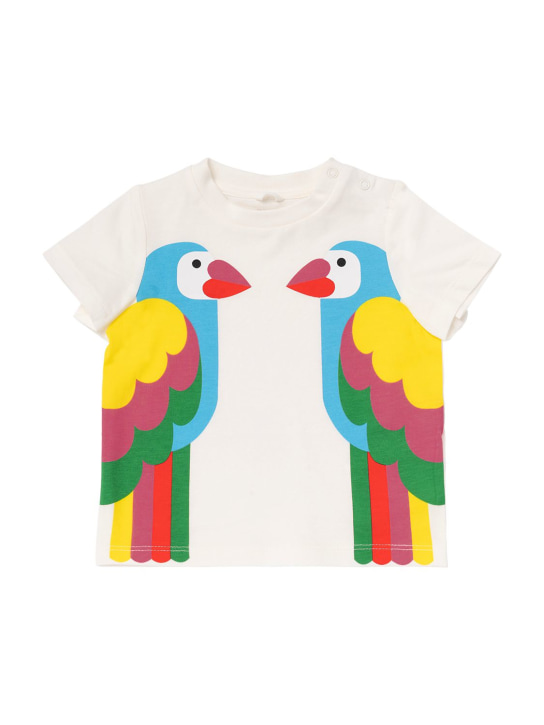 Stella McCartney Kids: T-SHIRT AUS BAUMWOLLJERSEY MIT PAPAGEI-DRUCK - Weiß/Multi - kids-girls_0 | Luisa Via Roma
