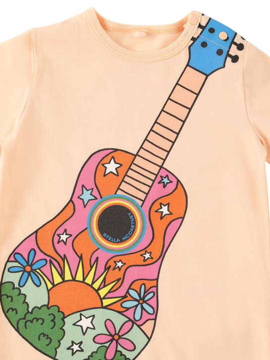 Stella McCartney Kids: Tutina in jersey organico con stampa - Arancione Chiaro - kids-girls_1 | Luisa Via Roma