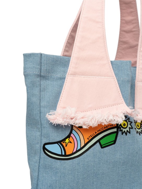 Stella McCartney Kids: Rubber print cotton chambray bag - Blue - kids-girls_1 | Luisa Via Roma