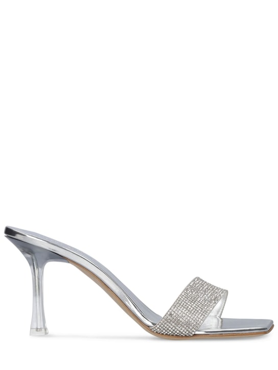 Magda Butrym: 80mm Embellished PVC & leather mules - Silver - women_0 | Luisa Via Roma