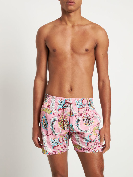 Etro: Paisley print nylon swim shorts - men_1 | Luisa Via Roma