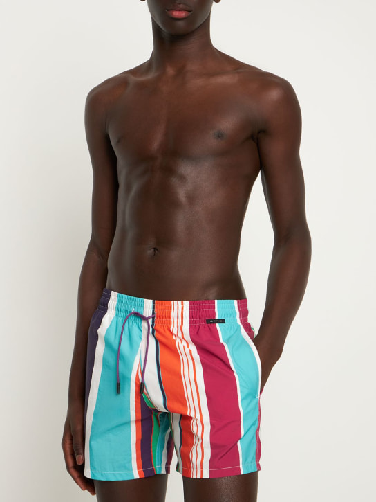 Etro: Striped print nylon swim shorts - men_1 | Luisa Via Roma