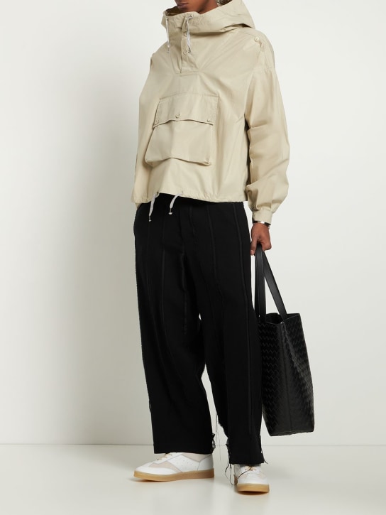 Maison Margiela: Coated cotton hoodie jacket - Putty - men_1 | Luisa Via Roma