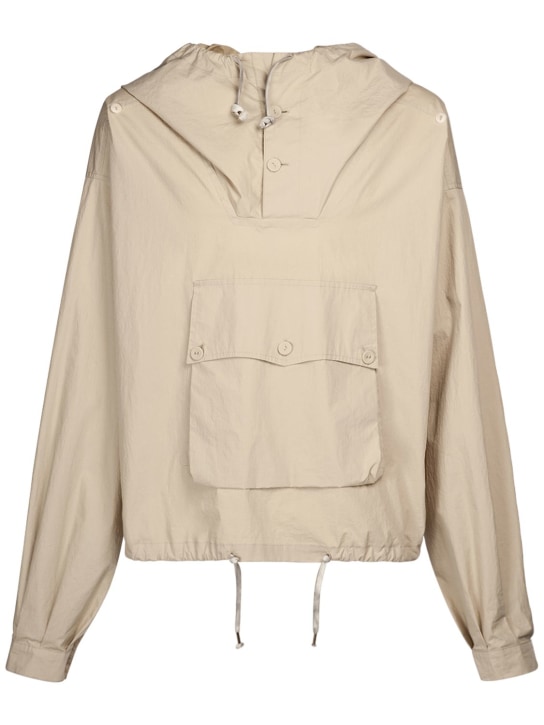 Maison Margiela: Coated cotton hoodie jacket - Putty - men_0 | Luisa Via Roma