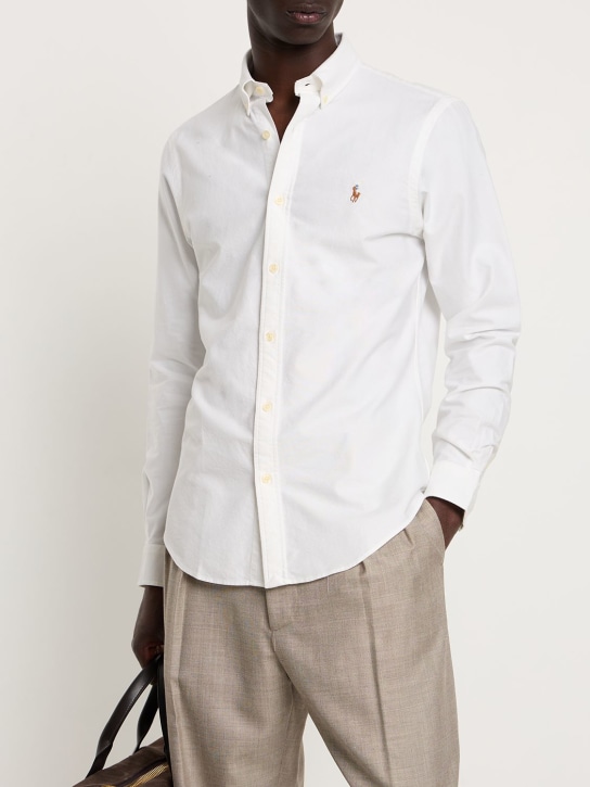 Polo Ralph Lauren: Sponged cotton classic Oxford shirt - White - men_1 | Luisa Via Roma