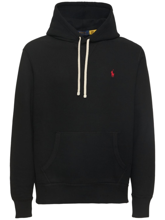 Polo Ralph Lauren: Cotton blend logo hoodie - Polo Black - men_0 | Luisa Via Roma