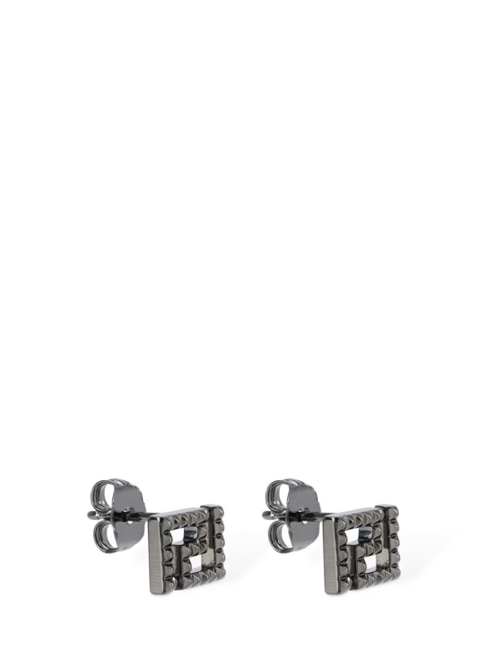 Versace: Studded Greek motif earrings - men_1 | Luisa Via Roma