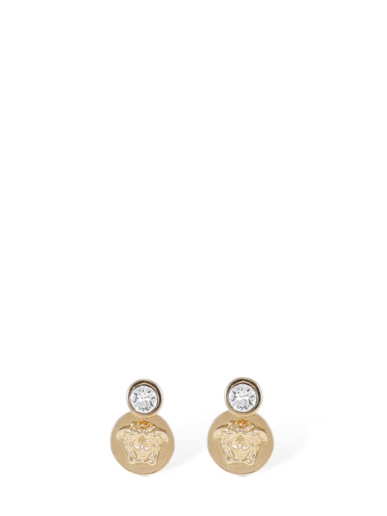 Versace: Icon Medusa crystal earrings - Gold/Crystal - women_0 | Luisa Via Roma