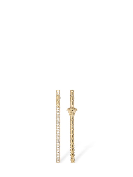 Versace: Greek motif asymmetric earrings - Gold - women_0 | Luisa Via Roma