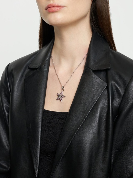 Versace: Star & crystal Medusa charm necklace - Silver/Rose - women_1 | Luisa Via Roma