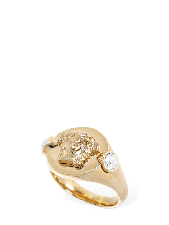 Versace: Icon Medusa crystal ring - Gold - women_0 | Luisa Via Roma