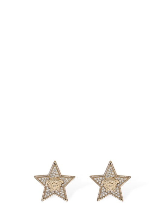Versace: Star & crystal Medusa stud earrings - Gold/Crystal - women_0 | Luisa Via Roma