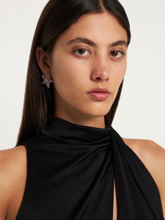 Versace: Star & crystal Medusa stud earrings - Silver/Rose - women_1 | Luisa Via Roma