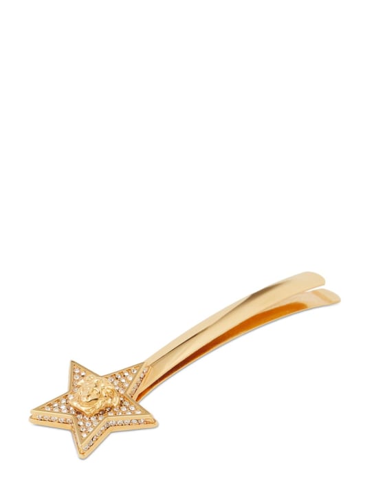 Versace: Star & crystal Medusa hair clip - Gold/Crystal - women_1 | Luisa Via Roma