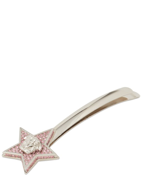 Versace: Star & crystal Medusa hair clip - Silver/Rose - women_1 | Luisa Via Roma