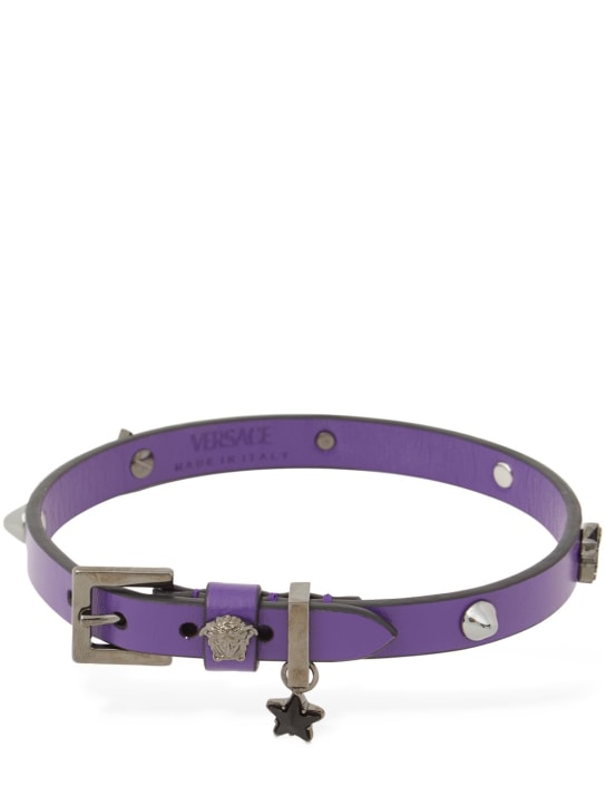 Versace: Medusa adjustable leather choker - Purple/Black - women_1 | Luisa Via Roma