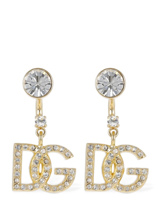 Dolce&Gabbana: Diva DG 크리스털 드롭 이어링 - Gold/Crystal - women_0 | Luisa Via Roma