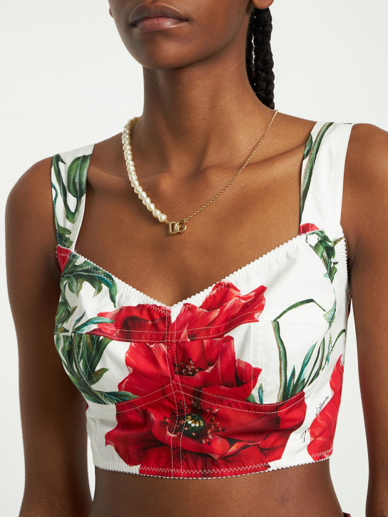 Dolce&Gabbana: Collana DG con perle d’imitazione - Oro/Bianco - women_1 | Luisa Via Roma