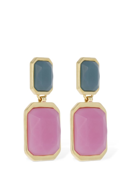 Saint Laurent: Octagon earrings - Gold/Blue/Pink - women_1 | Luisa Via Roma