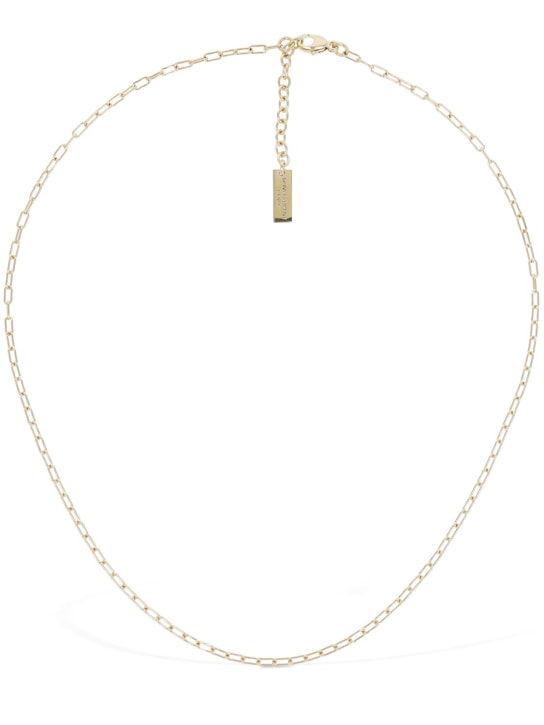 Saint Laurent: Rectangular thin short chain necklace - Gold - women_0 | Luisa Via Roma