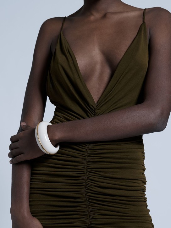 Saint Laurent: Dome cuff bracelet - Gold/Ivory - women_1 | Luisa Via Roma