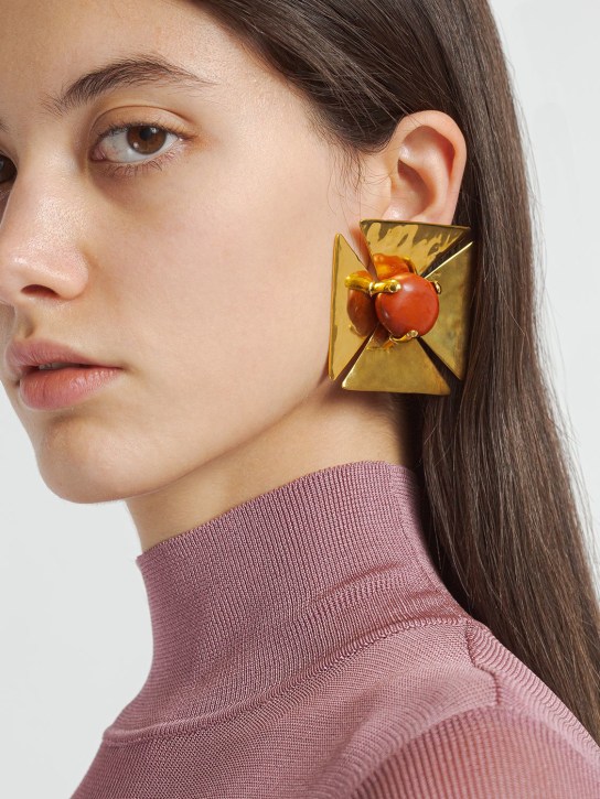 Saint Laurent: Croix Pierre Sert earrings - women_1 | Luisa Via Roma