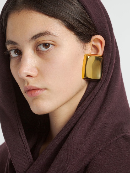 Saint Laurent: Boucles d'oreilles carrées à angles détaillés - Or - women_1 | Luisa Via Roma