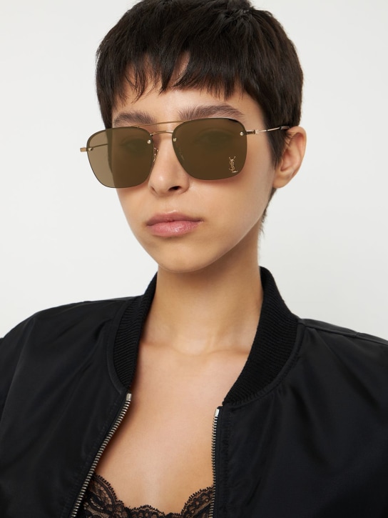Saint Laurent: SL 309 metal sunglasses - Brown - men_1 | Luisa Via Roma