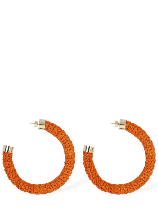 Jacquemus: Les creoles raffia hoop earrings - Orange - women_0 | Luisa Via Roma