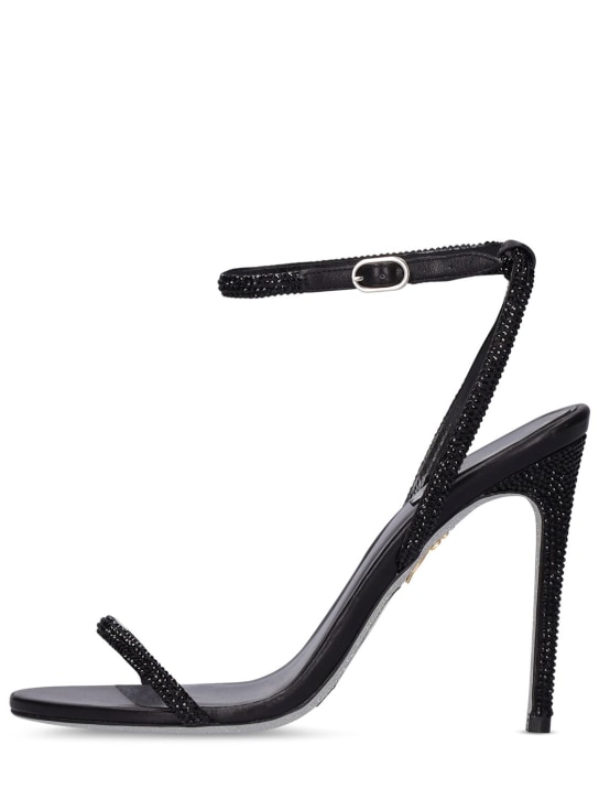 René Caovilla: 105mm Ellabrita satin & crystal sandals - Black - women_0 | Luisa Via Roma