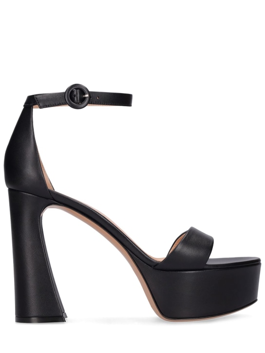 Gianvito Rossi: 125mm Holly leather high heel sandals - Black - women_0 | Luisa Via Roma