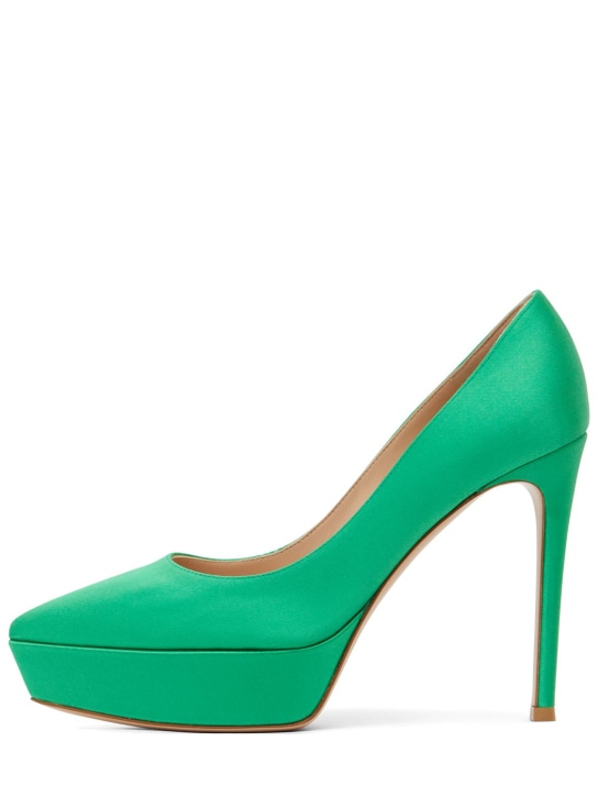 Gianvito Rossi: 105mm Dasha satin high heel pumps - Green - women_0 | Luisa Via Roma