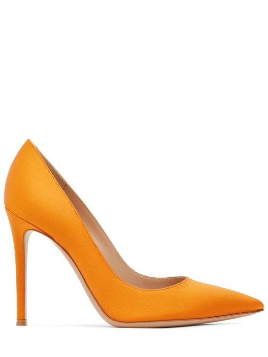 Gianvito Rossi: Zapatos de tacón de satén 105mm - Naranja - women_0 | Luisa Via Roma