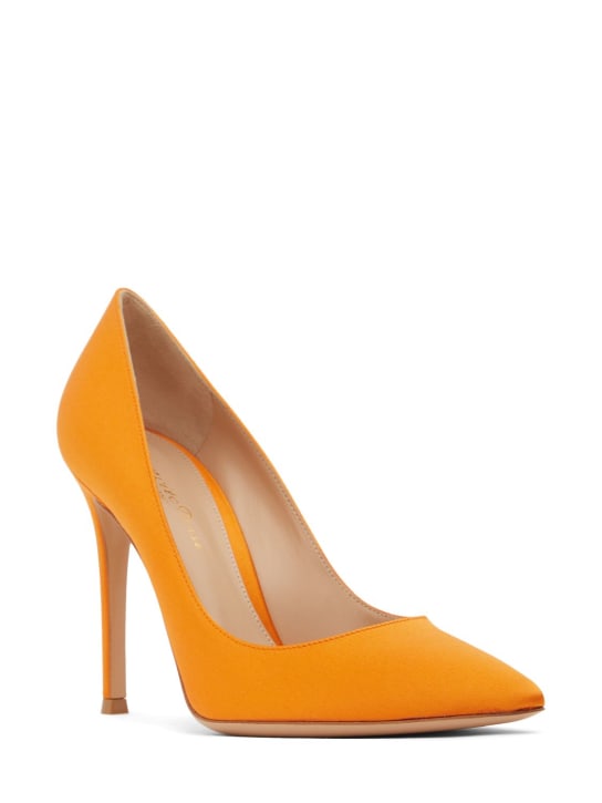 Gianvito Rossi: 105mm Gianvito satin high heel pumps - Orange - women_2 | Luisa Via Roma
