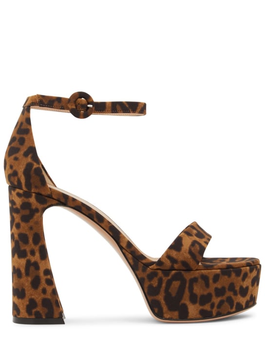 Gianvito Rossi: 105mm Holly leopard print lycra sandals - Multicolor - women_0 | Luisa Via Roma