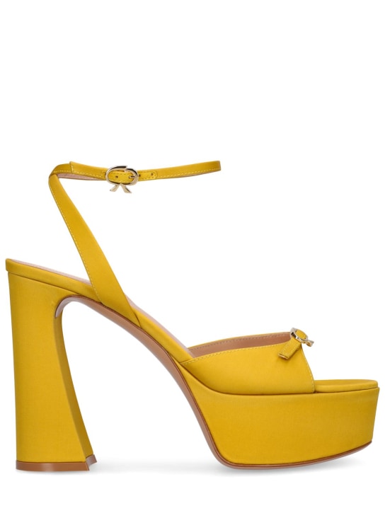 Gianvito Rossi: 105mm Maddy satin platform sandals - Yellow - women_0 | Luisa Via Roma