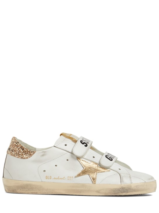 Golden Goose: 20mm Old School leather sneakers - White/Gold - women_0 | Luisa Via Roma