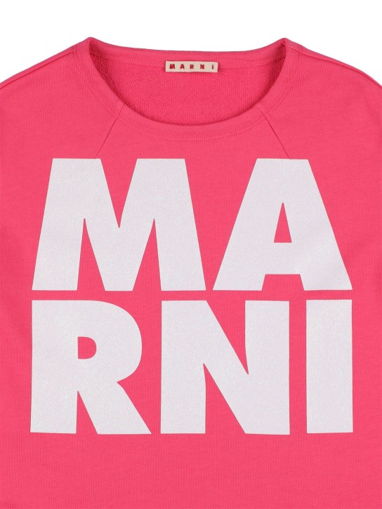 Marni Junior: Logo print cotton sweatshirt - Dark Pink - kids-girls_1 | Luisa Via Roma