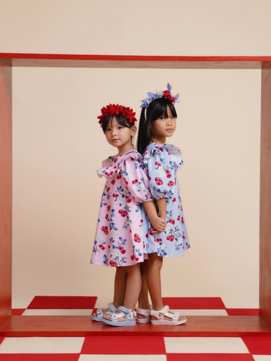 Monnalisa: KLEID AUS POPELINE MIT DRUCK - Pink/Bunt - kids-girls_1 | Luisa Via Roma